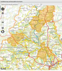 Beispiel : die ausgewählten Gemeinden werden in der Karte graphisch hervorgehoben