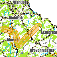 3: Un double clic place le troisième point du chemin et fige à la fois la zone tampon sur la carte